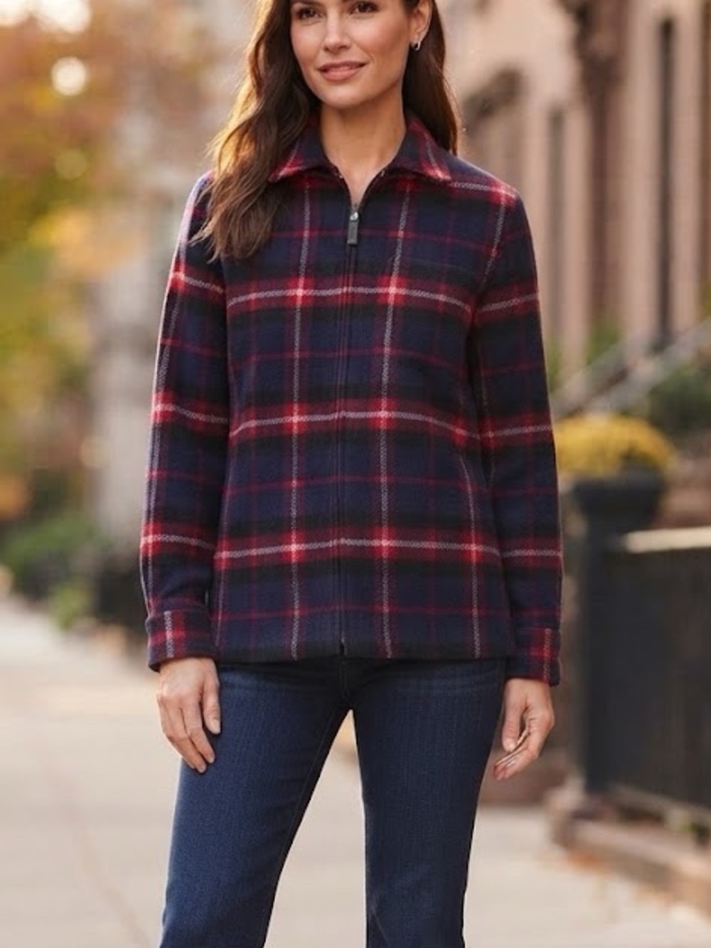 Lauren Ralph Lauren Petite Wool Plaid Zip Jacket Coat P/M